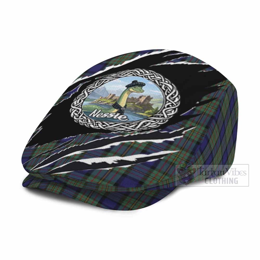 MacLaren (McLaren) Tartan Loch Ness Monster Flat Cap, Jeff Cap Celtic Knot Nessie Art