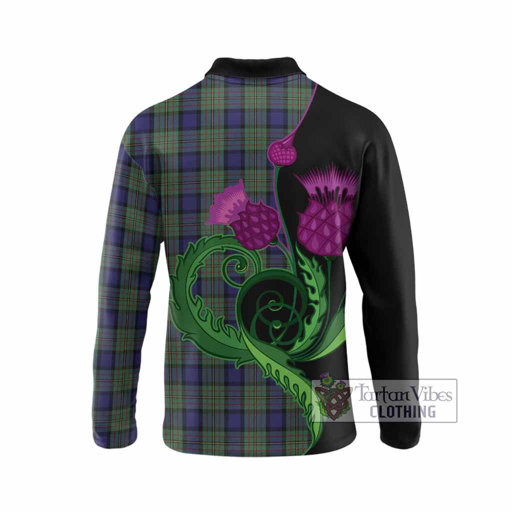 MacLaren (McLaren) Tartan Long Sleeve Polo Shirt Traditional Scottish Thistle