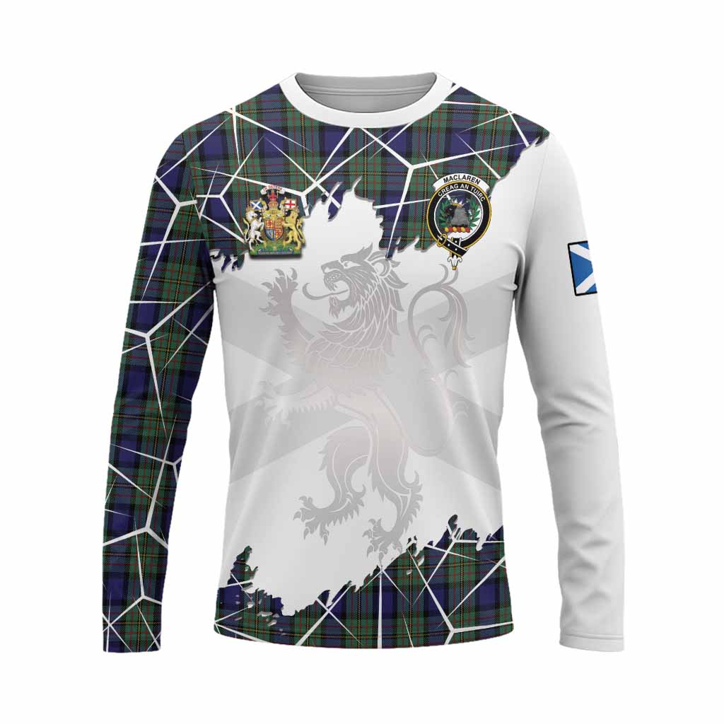 MacLaren (McLaren) Tartan Long Sleeve T-Shirt with Family Crest and Lion Rampant Grunge Style