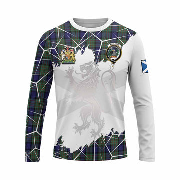 MacLaren (McLaren) Tartan Long Sleeve T-Shirt with Family Crest and Lion Rampant Grunge Style