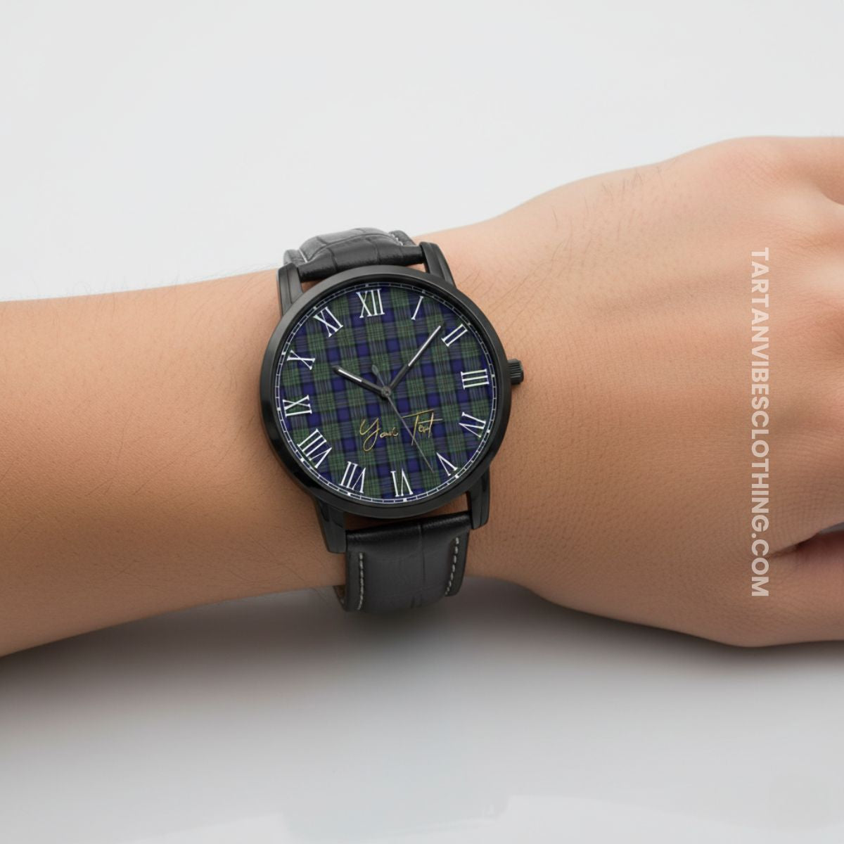 MacLaren (McLaren) Tartan Personalized Your Text Leather Trap Quartz Watch