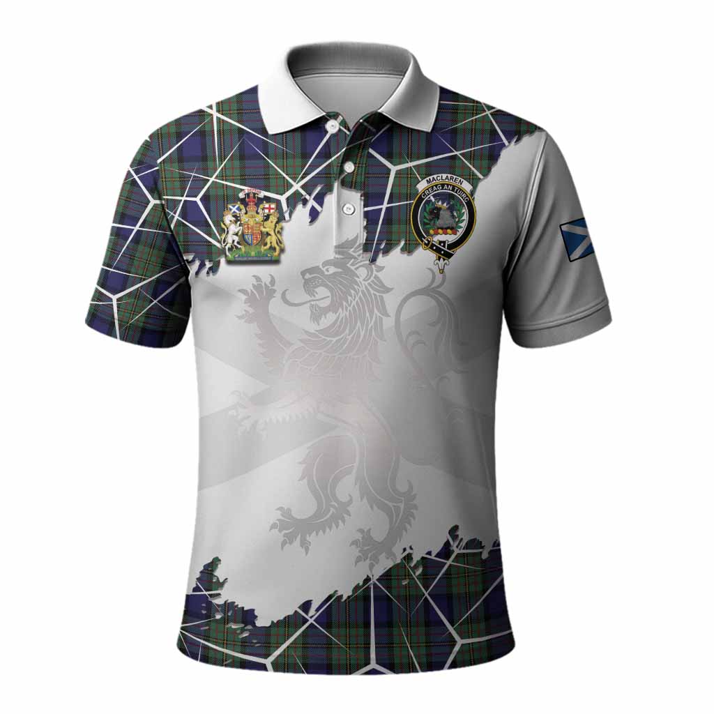 MacLaren (McLaren) Tartan Polo Shirt with Family Crest and Lion Rampant Grunge Style