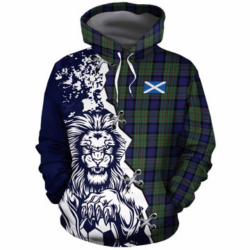 MacLaren (McLaren) Tartan Scottish Cotton Hoodie Angry Lion With Soccer Ball Style