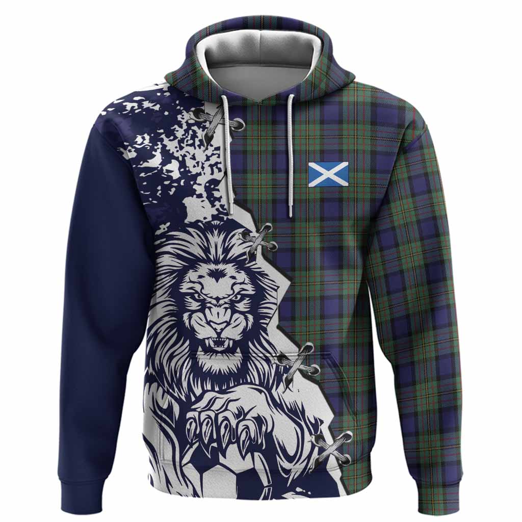 MacLaren (McLaren) Tartan Scottish Hoodie Angry Lion With Soccer Ball Style
