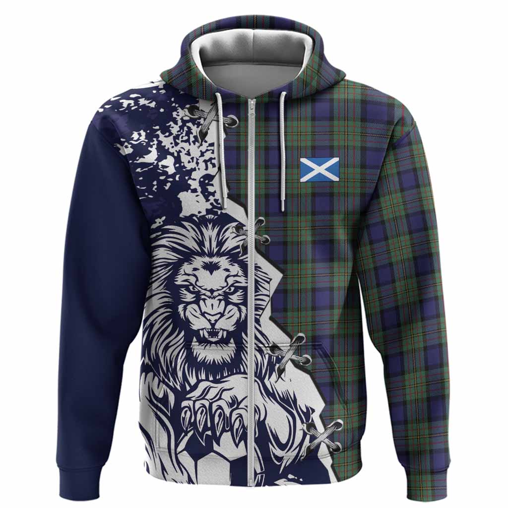 MacLaren (McLaren) Tartan Scottish Hoodie Angry Lion With Soccer Ball Style