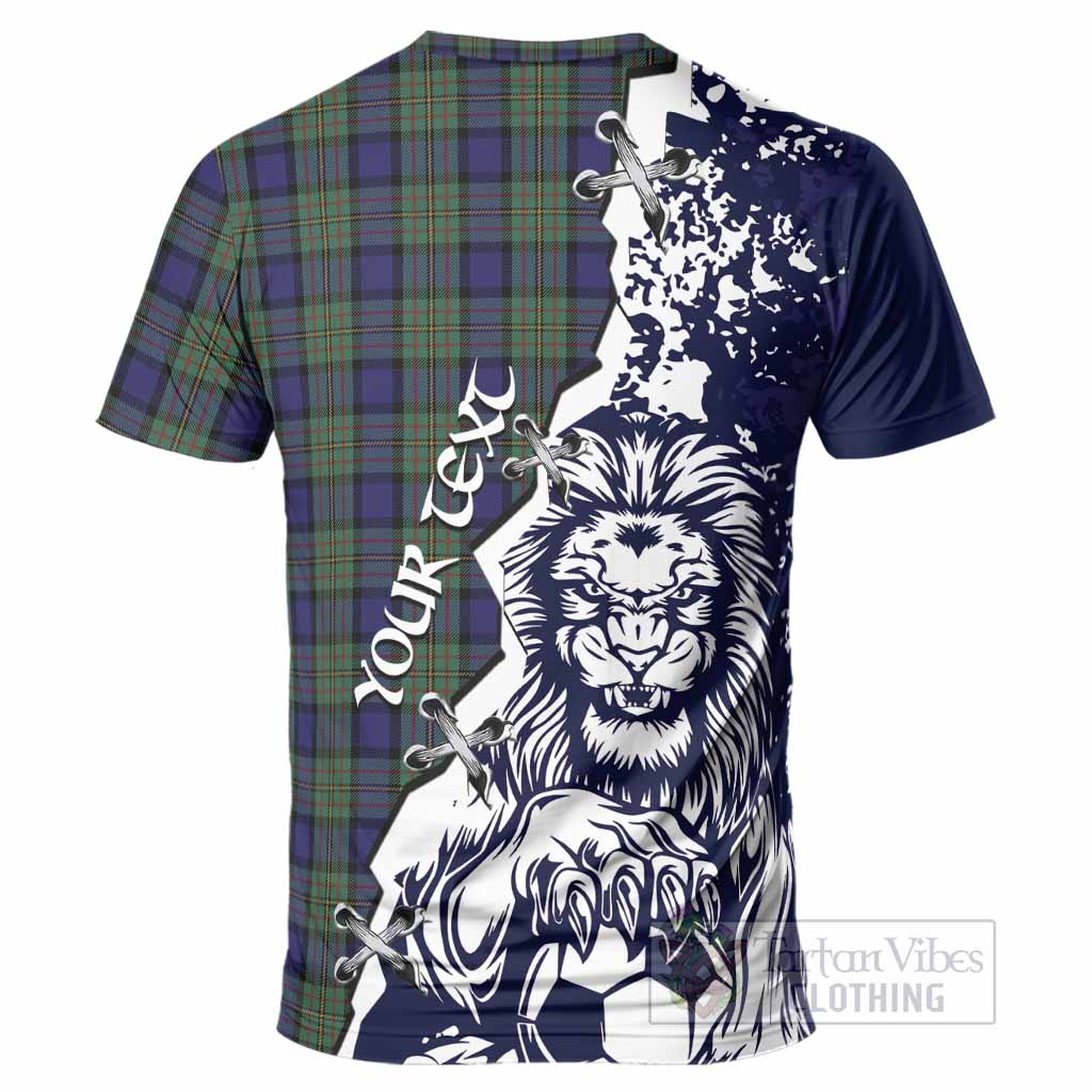 MacLaren (McLaren) Tartan Scottish T-Shirt Angry Lion With Soccer Ball Style