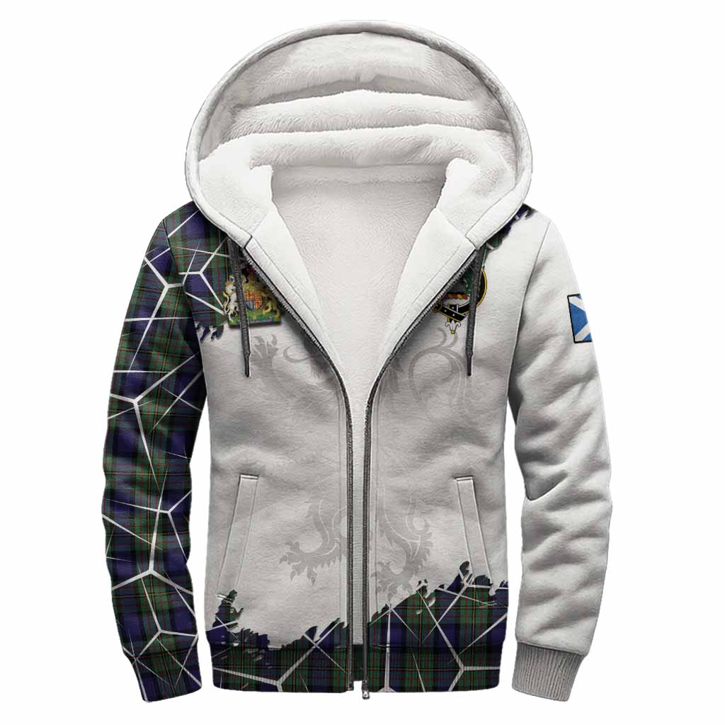 MacLaren (McLaren) Tartan Sherpa Hoodie with Family Crest and Lion Rampant Grunge Style