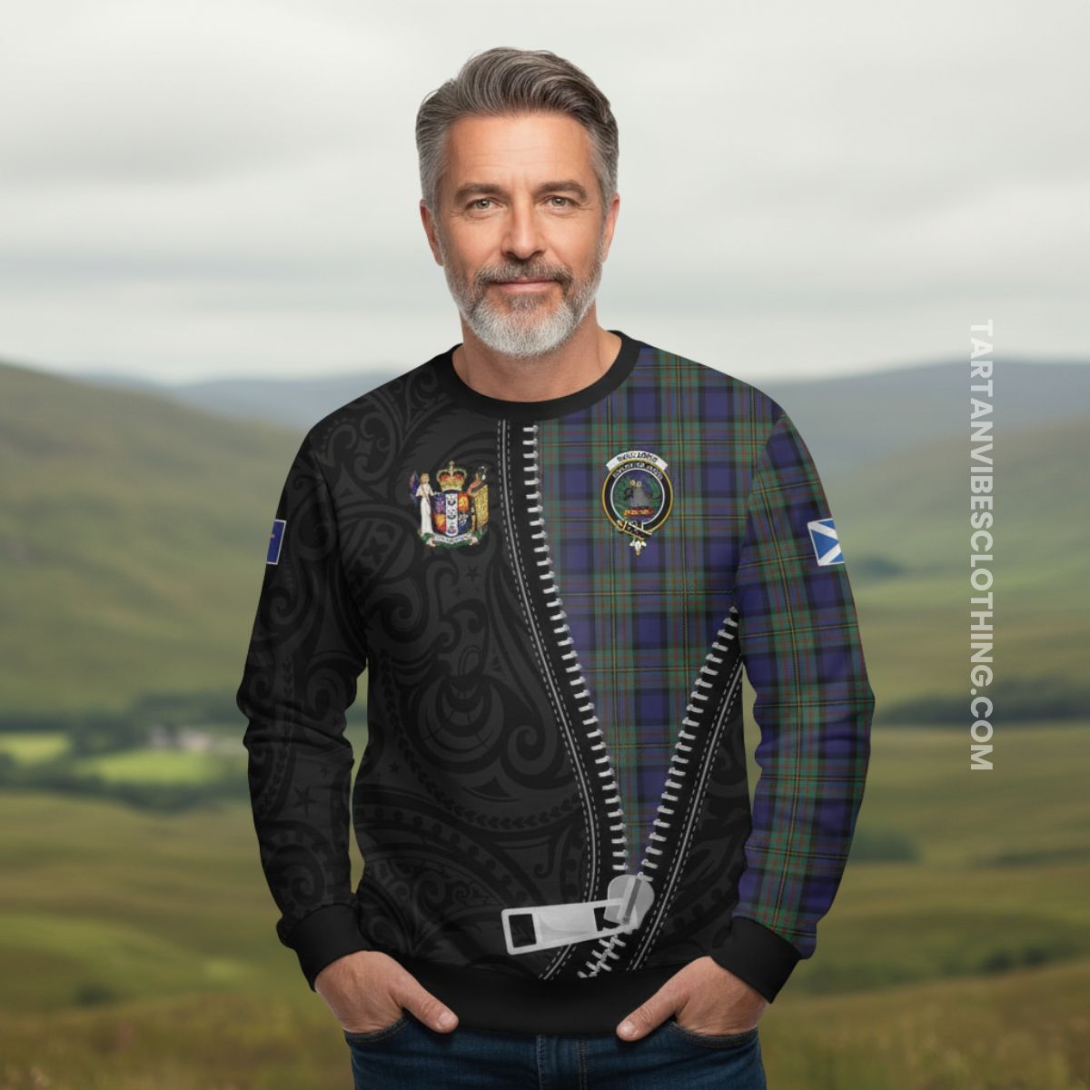 MacLaren (McLaren) Tartan Sweatshirt New Zealand Pattern Unique Zipper Stylized