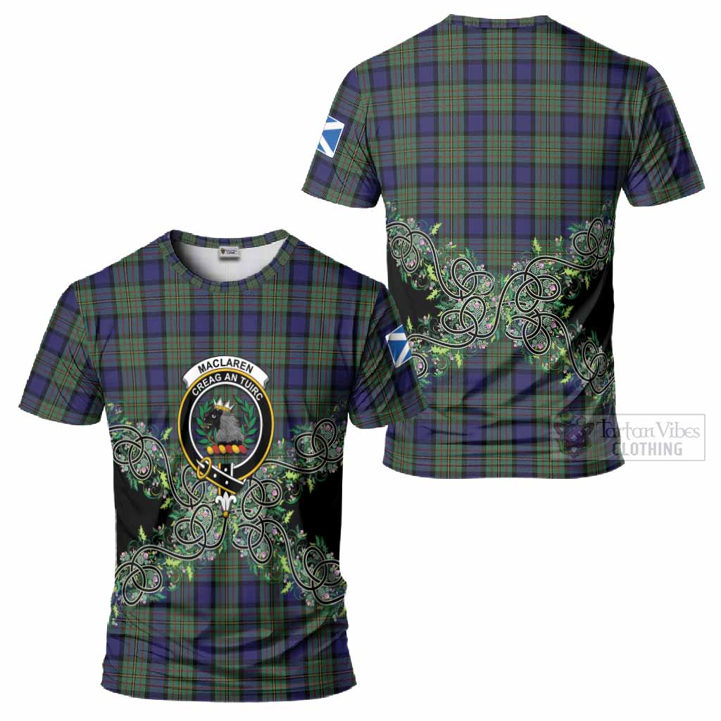 MacLaren (McLaren) Tartan T-Shirt Thistle Scottish Spirit
