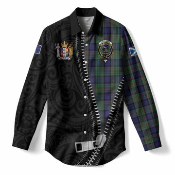 MacLaren (McLaren) Tartan Women Casual Shirt New Zealand Pattern Unique Zipper Stylized