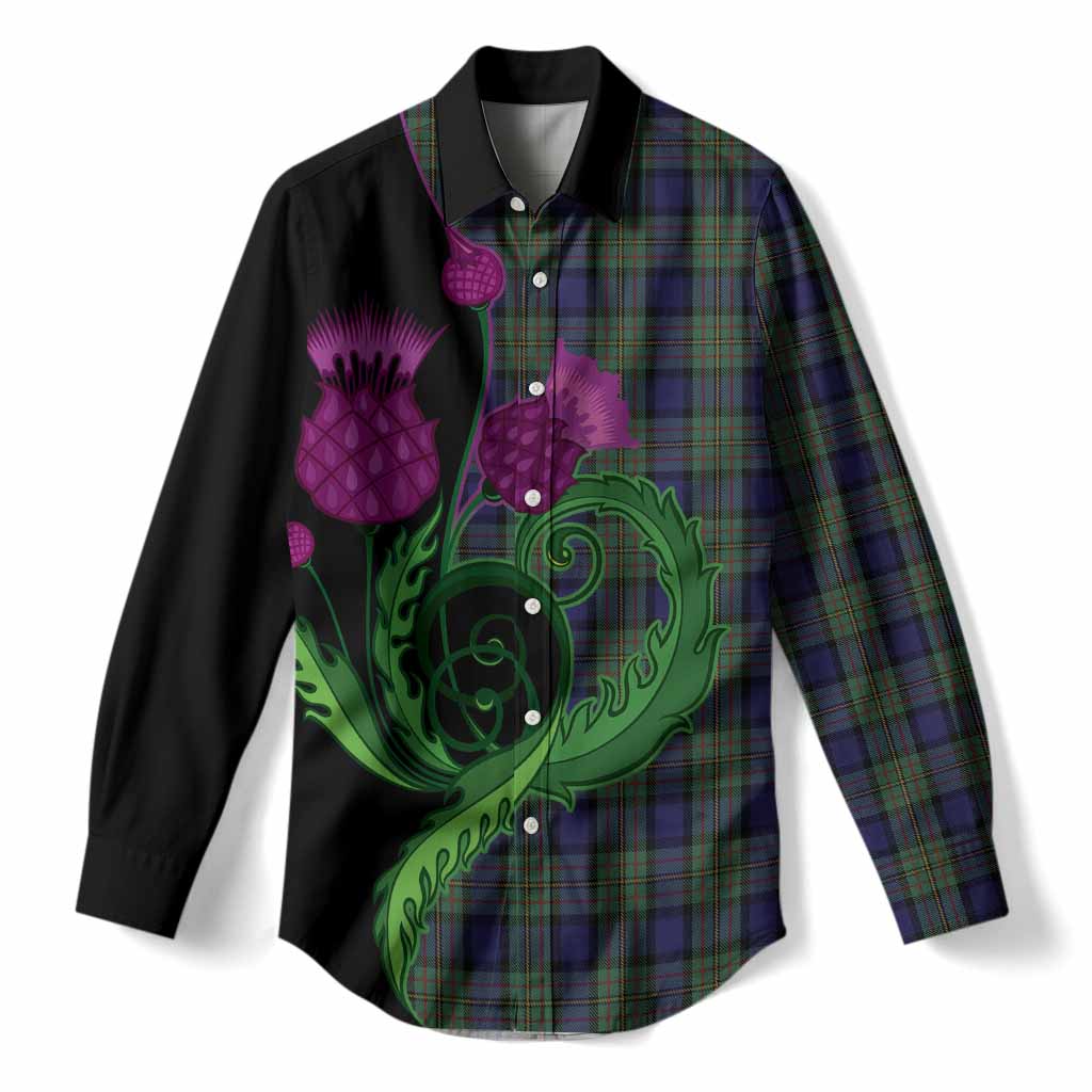 MacLaren (McLaren) Tartan Women Casual Shirt Traditional Scottish Thistle