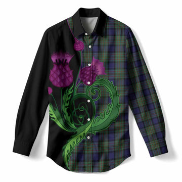 MacLaren (McLaren) Tartan Women Casual Shirt Traditional Scottish Thistle