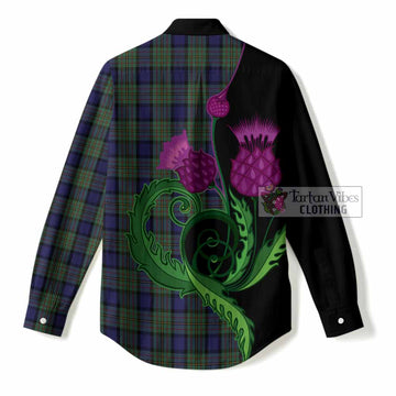 MacLaren (McLaren) Tartan Women Casual Shirt Traditional Scottish Thistle