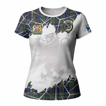MacLaren (McLaren) Tartan Women T shirt with Family Crest and Lion Rampant Grunge Style