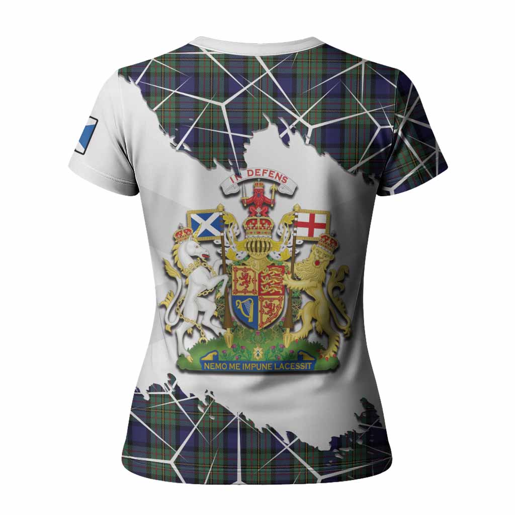 MacLaren (McLaren) Tartan Women T shirt with Family Crest and Lion Rampant Grunge Style