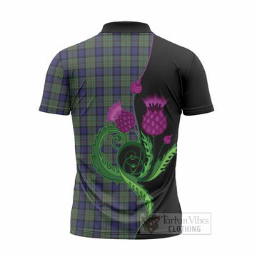 MacLaren (McLaren) Tartan Zipper Polo Shirt Traditional Scottish Thistle