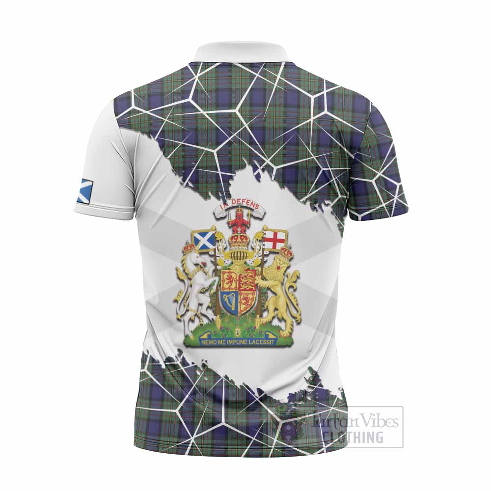 MacLaren (McLaren) Tartan Zipper Polo Shirt with Family Crest and Lion Rampant Grunge Style