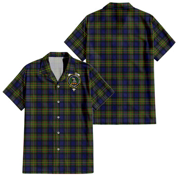 MacLaren Modern Tartan Short Sleeve Button Down Shirt with Family Crest