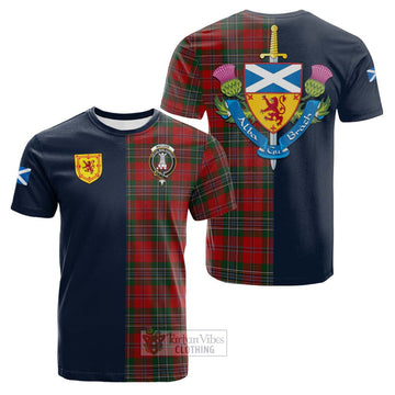 Tartan Vibes Clothing MacLean Tartan Cotton T-shirt with Scottish Lion Royal Arm Half Style