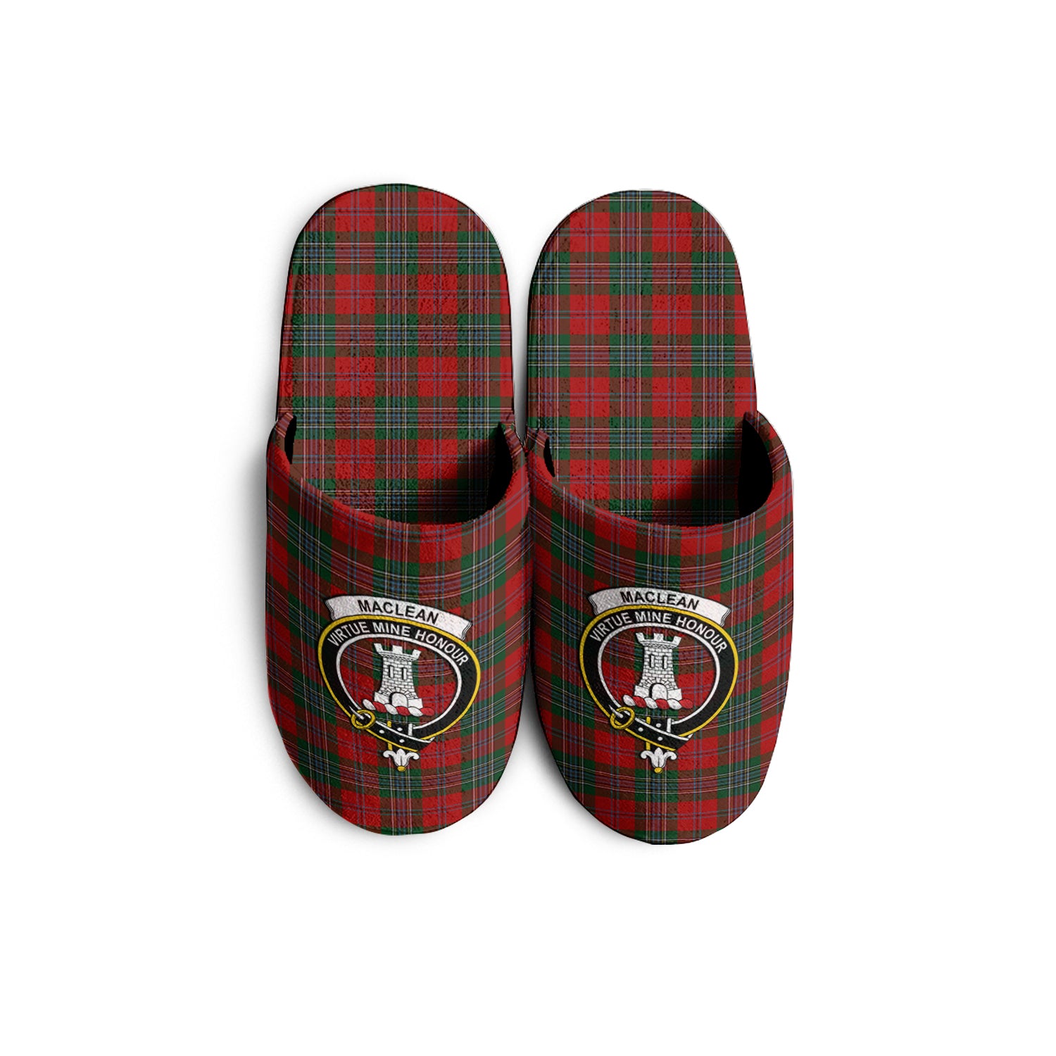 MacLean Tartan Home Slippers with Family Crest - Tartanvibesclothing