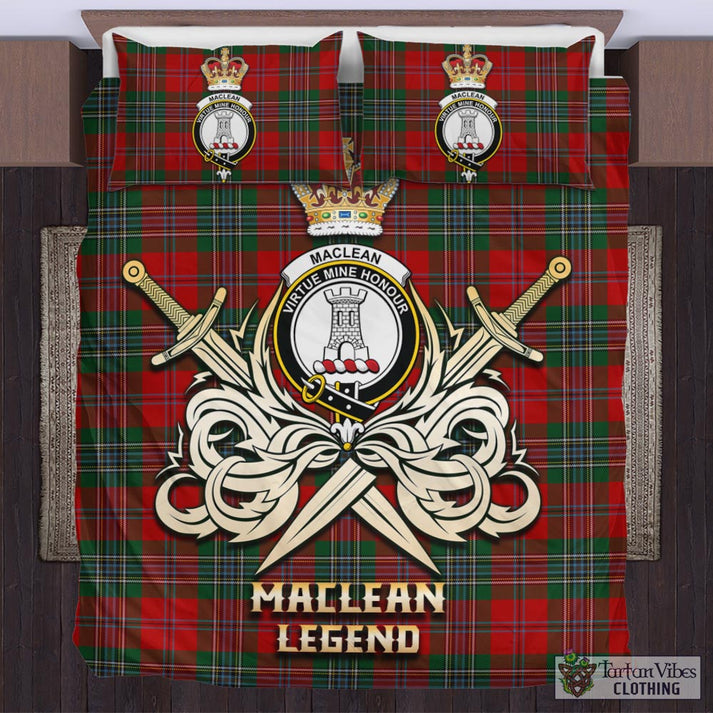 MacLean (McLean) Tartan Bedding Set with Clan Crest and the Golden Sword of Courageous Legacy