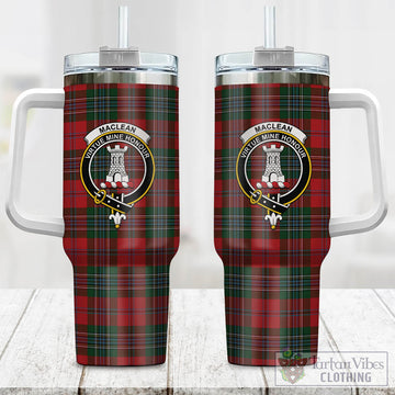 Tartan Vibes Clothing MacLean Tartan and Family Crest Tumbler with Handle
