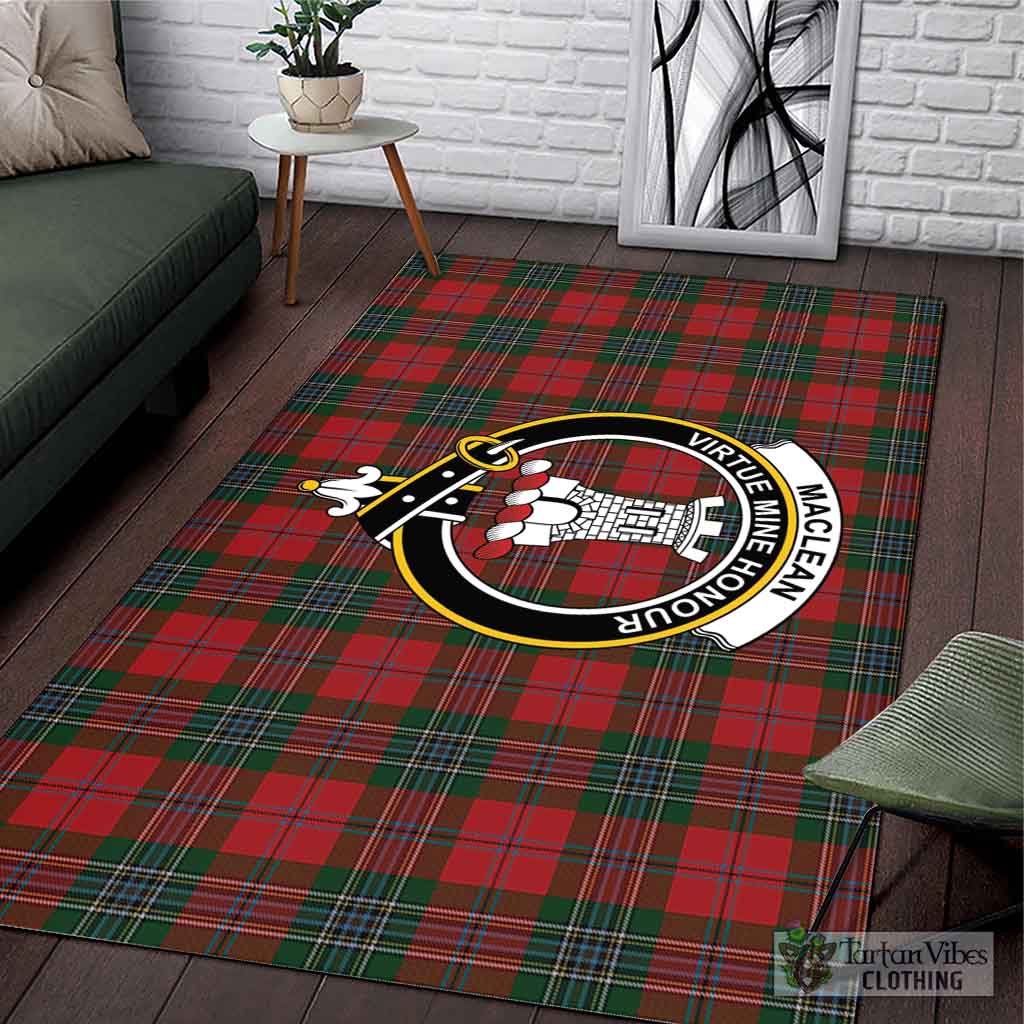 Tartan Vibes Clothing MacLean Tartan Area Rug with Family Crest