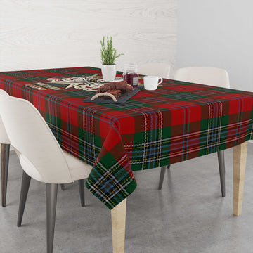 Tartan Vibes Clothing MacLean Tartan Tablecloth with Clan Crest and the Golden Sword of Courageous Legacy