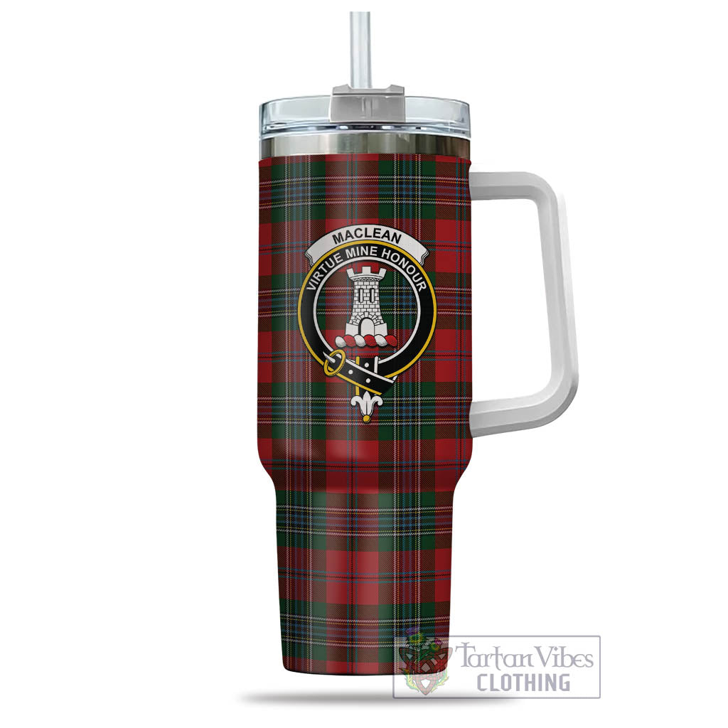 Tartan Vibes Clothing MacLean Tartan and Family Crest Tumbler with Handle