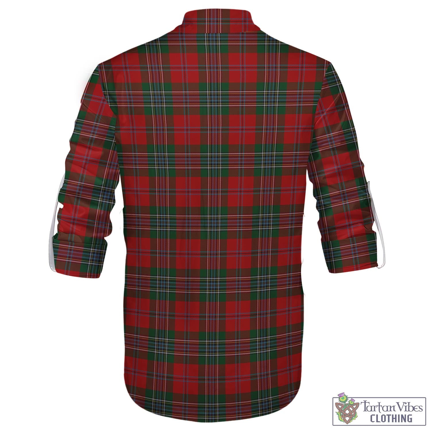 Tartan Vibes Clothing MacLean Tartan Men's Scottish Traditional Jacobite Ghillie Kilt Shirt with Family Crest