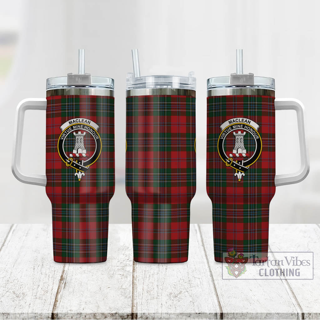 Tartan Vibes Clothing MacLean Tartan and Family Crest Tumbler with Handle