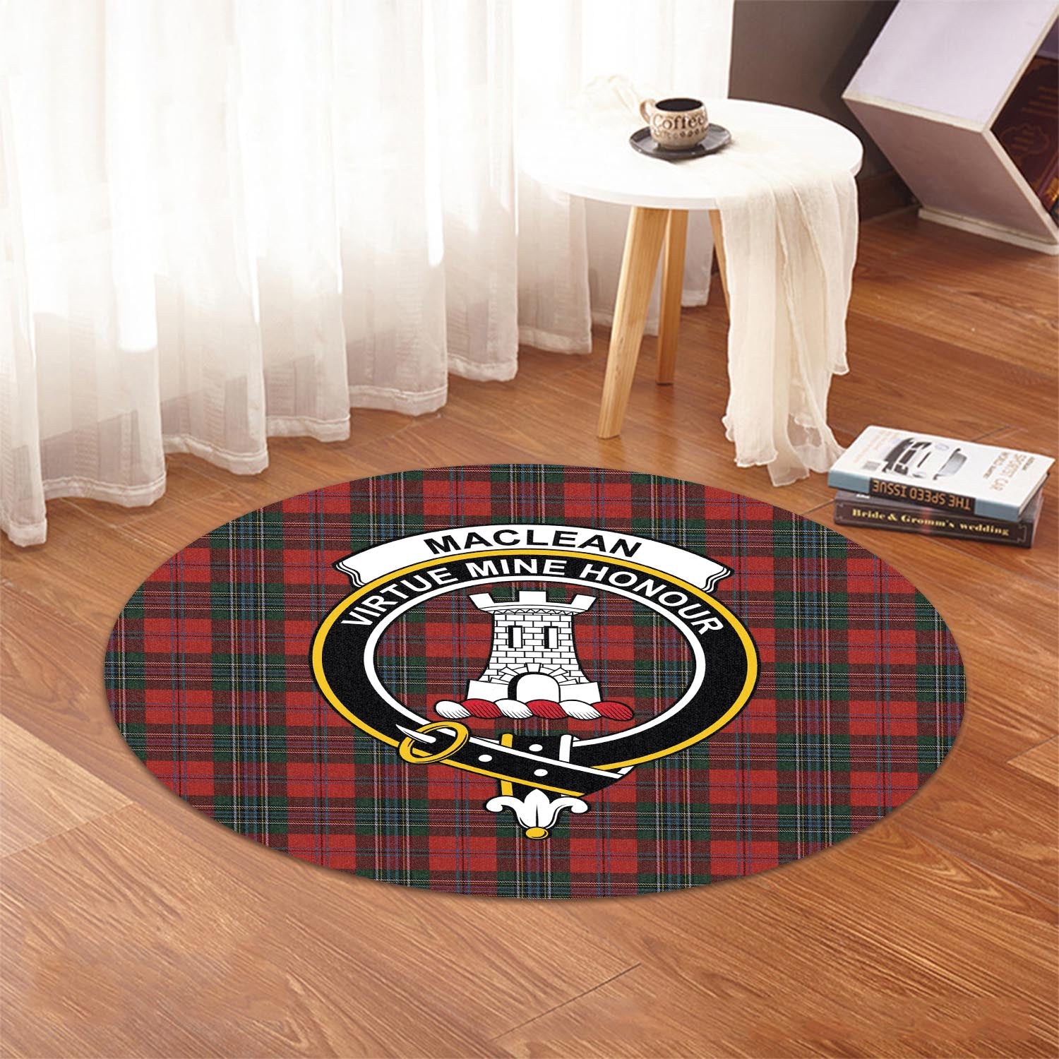 maclean-tartan-round-rug-with-family-crest