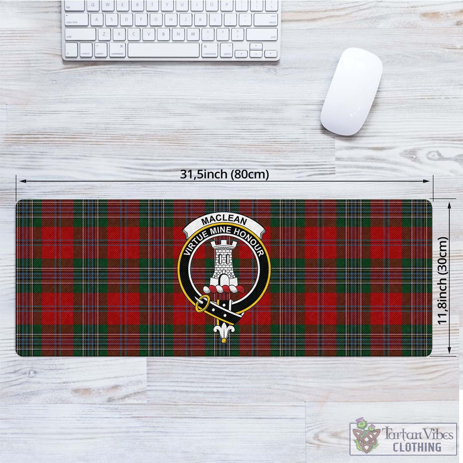 Tartan Vibes Clothing MacLean Tartan Mouse Pad with Family Crest