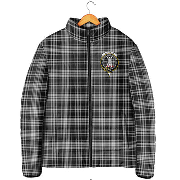 MacLean Black and White Tartan Padded Jacket with Family Crest