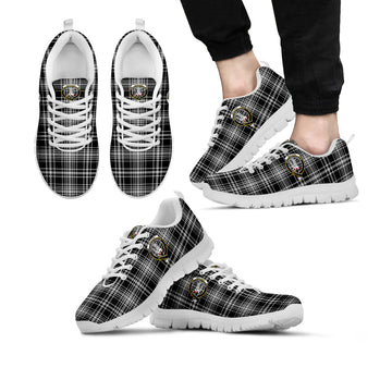 MacLean Black and White Tartan Sneakers with Family Crest