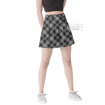 MacLean Black and White Tartan Women's Plated Mini Skirt