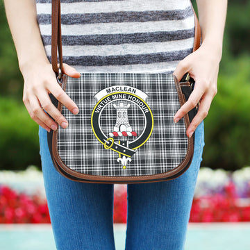MacLean Black and White Tartan Saddle Bag with Family Crest