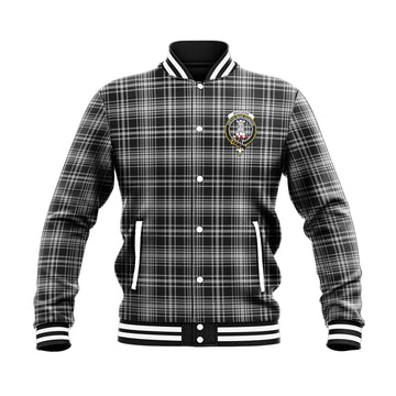MacLean Black and White Tartan Baseball Jacket with Family Crest