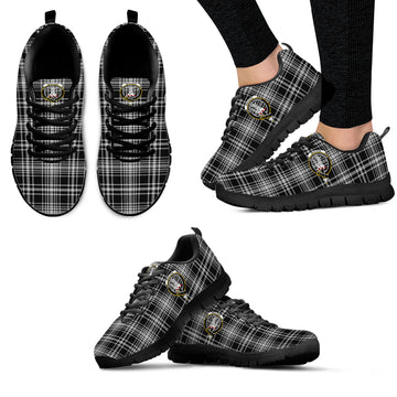 MacLean Black and White Tartan Sneakers with Family Crest