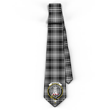 MacLean Black and White Tartan Classic Necktie with Family Crest