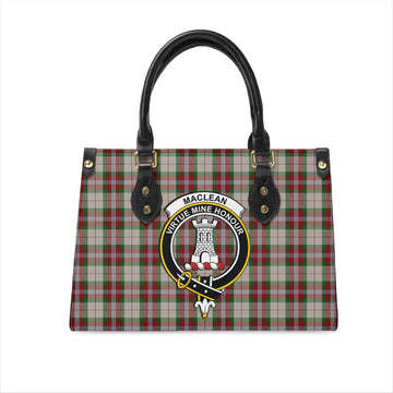 MacLean Dress Tartan Leather Bag with Family Crest