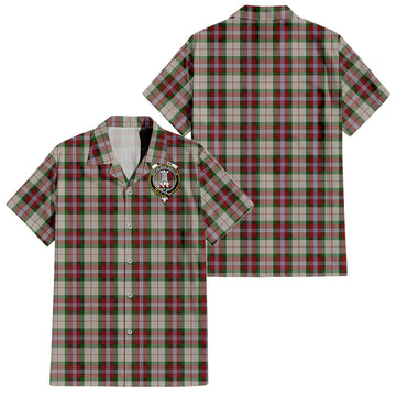 MacLean Dress Tartan Short Sleeve Button Down Shirt with Family Crest