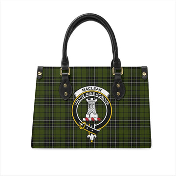 MacLean Hunting Tartan Leather Bag with Family Crest