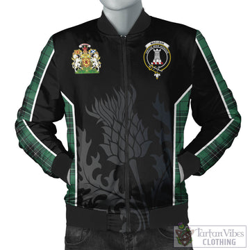 MacLean Hunting Ancient Tartan Bomber Jacket with Family Crest and Scottish Thistle Vibes Sport Style