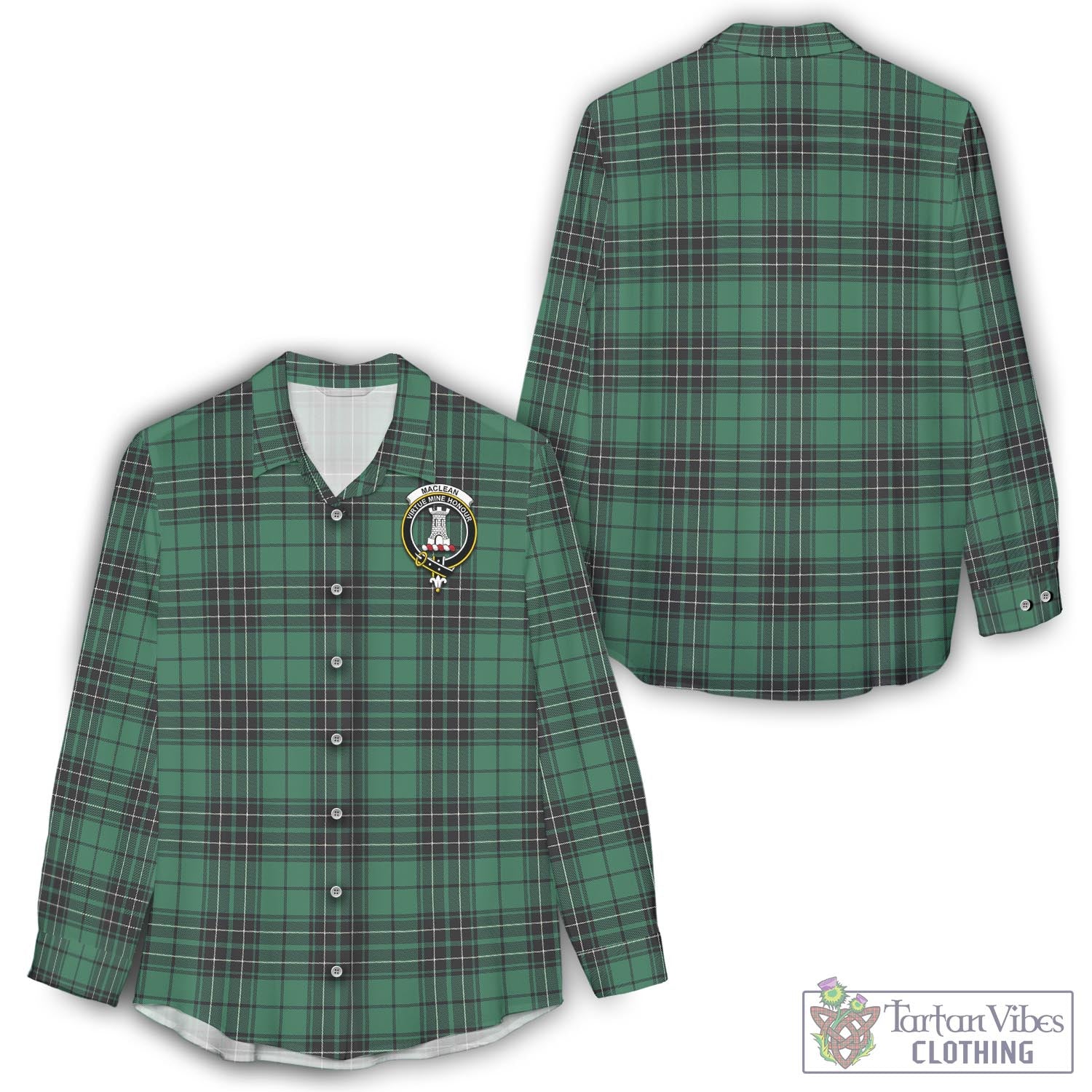 Tartan Vibes Clothing MacLean Hunting Ancient Tartan Womens Casual Shirt with Family Crest