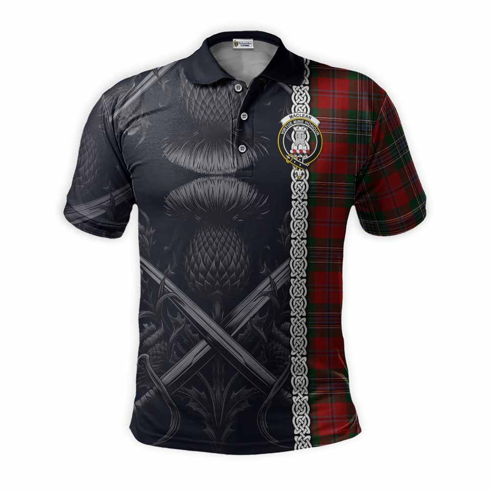 Tartan Vibes Clothing MacLean (McLean) Tartan Polo Shirt with Family Crest Cross Sword Thistle Celtic Vibes