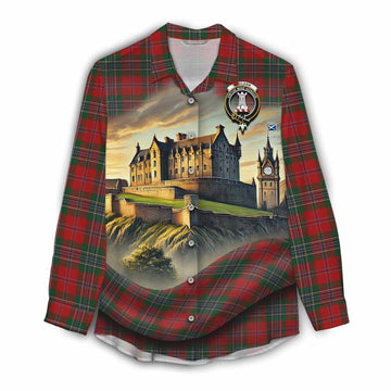Tartan Vibes Clothing MacLean (McLean) Tartan Family Crest Women's Casual Shirt with Scottish Ancient Castle Style