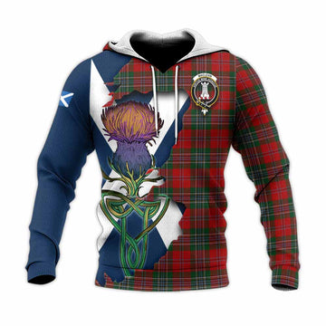 Tartan Vibes Clothing MacLean (McLean) Tartan Family Crest Knitted Hoodie Scottish Thistle Celtic Inspired