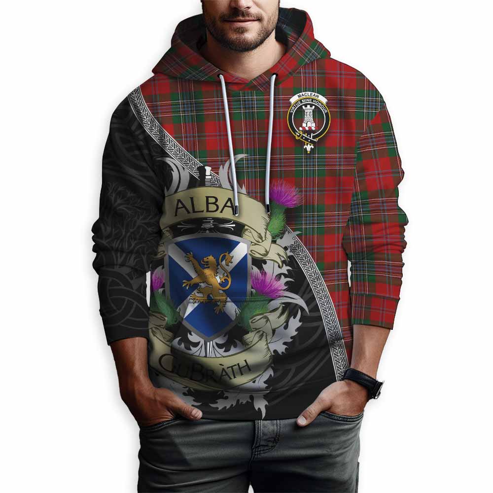 Tartan Vibes Clothing MacLean (McLean) Tartan Family Crest Hoodie Lion Rampant Royal Thistle Shield Celtic Inspired