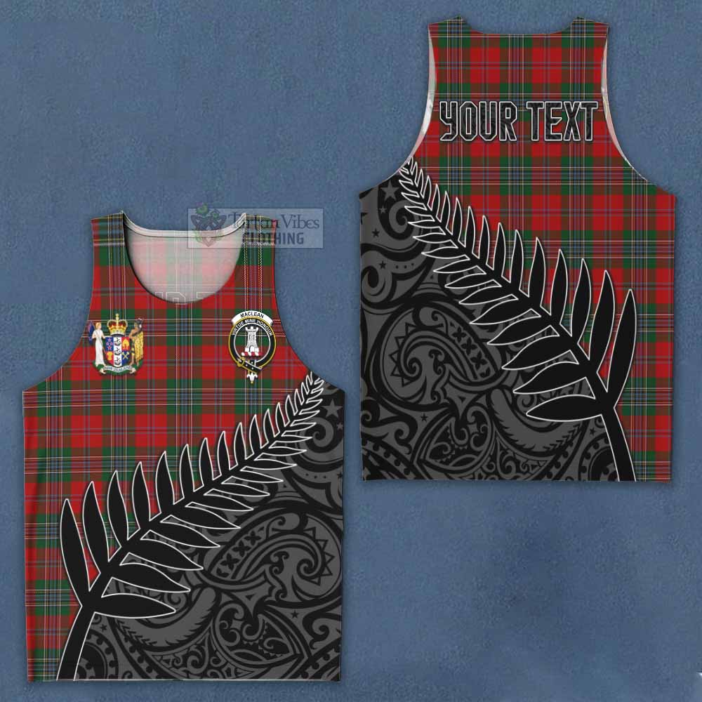 Tartan Vibes Clothing MacLean (McLean) Crest Tartan Men's Tank Top with New Zealand Silver Fern Half Style